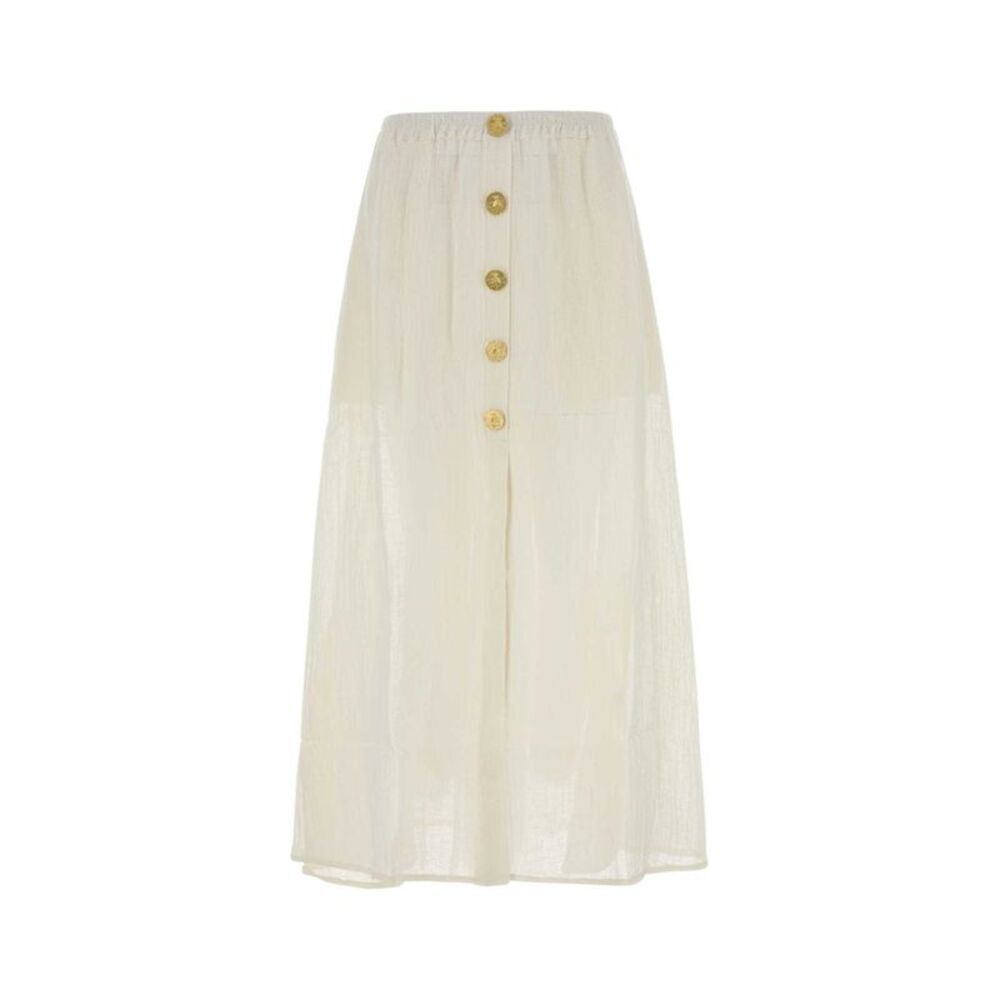 Le Kasha Women White Linen Skirt